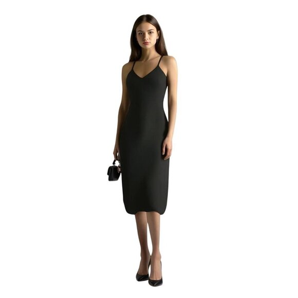 Sam Edelman Black Satin Spaghetti Strap Dress Size 8 - Picture 2 of 11